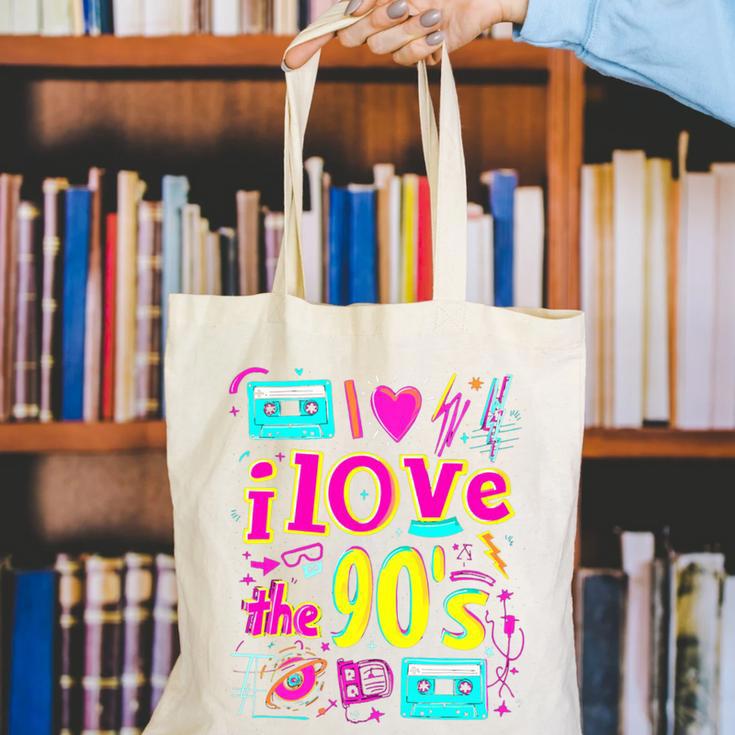 I Love The 90'S 90s Nostalgia Canvas Tote Bag