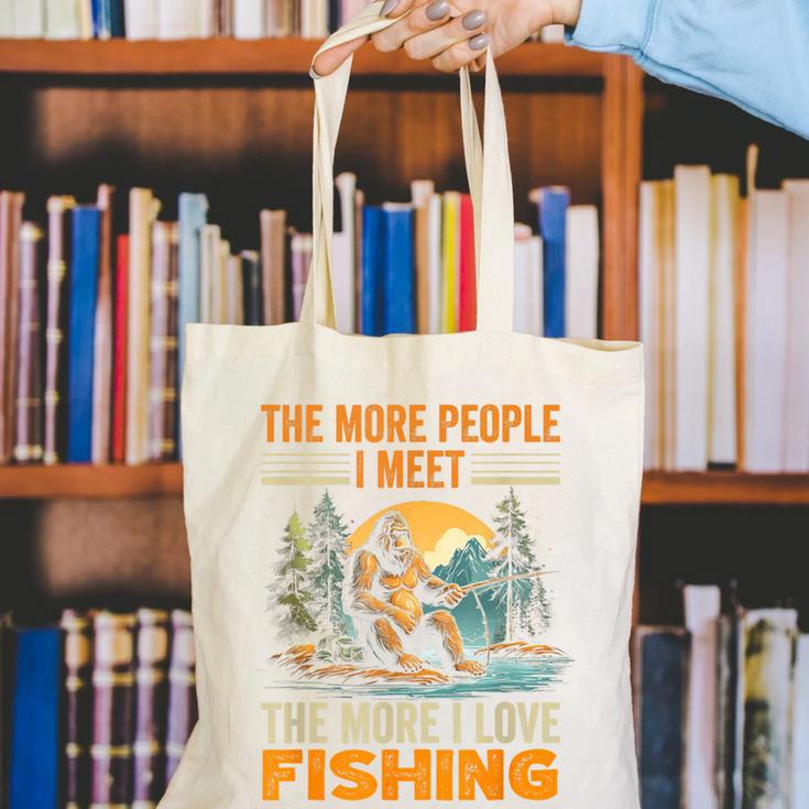I Love Fishing Bigfoot Fisherman Introvert Sarcastic Canvas Tote Bag