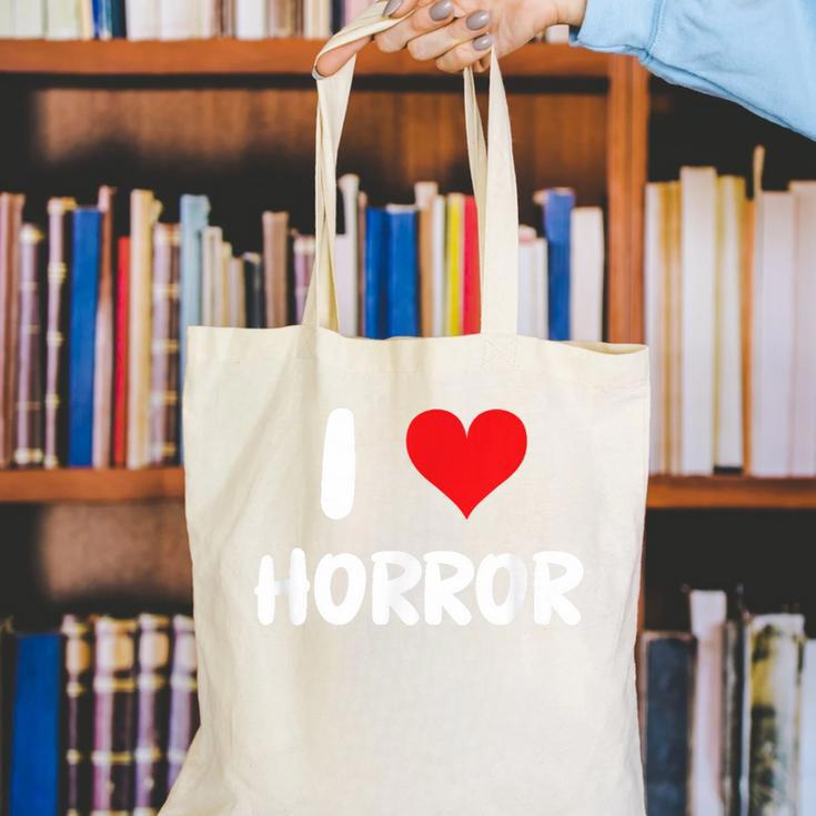 I Love Horror Heart Movies TV Show Books Writing Read Canvas Tote Bag I Love Horror Heart Movies TV Show Books Writing Read Canvas Tote Bag