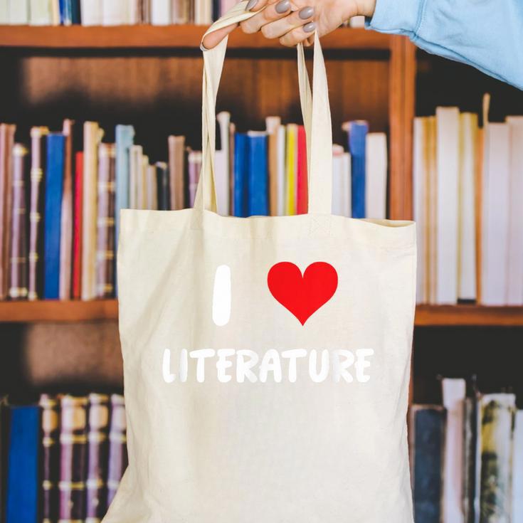 I Love Literature Heart Books Writing Reading Read Write Canvas Tote Bag