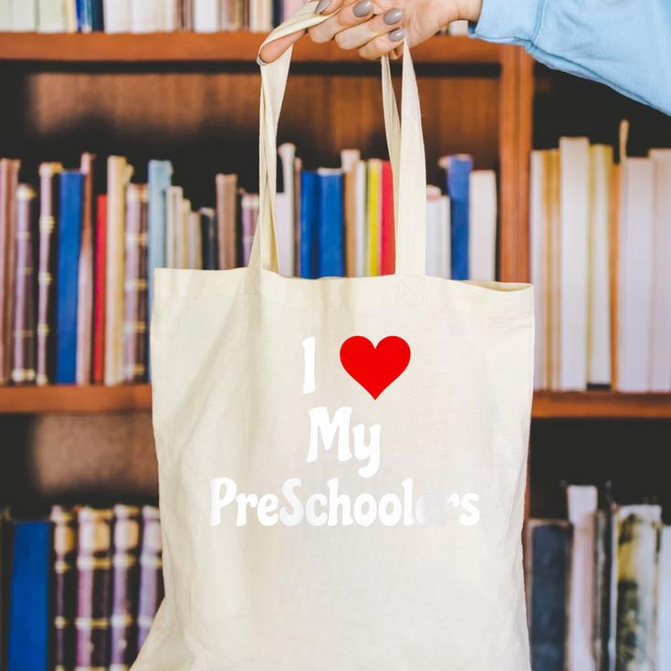 I Love My PreSchool Students Teachers Educators Graduation Canvas Tote Bag