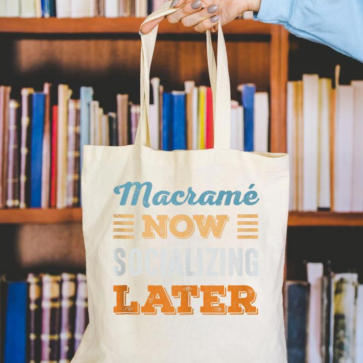 Macramé Now Minimal Socializing Introvert Vintage Canvas Tote Bag Macramé Now Minimal Socializing Introvert Vintage Canvas Tote Bag
