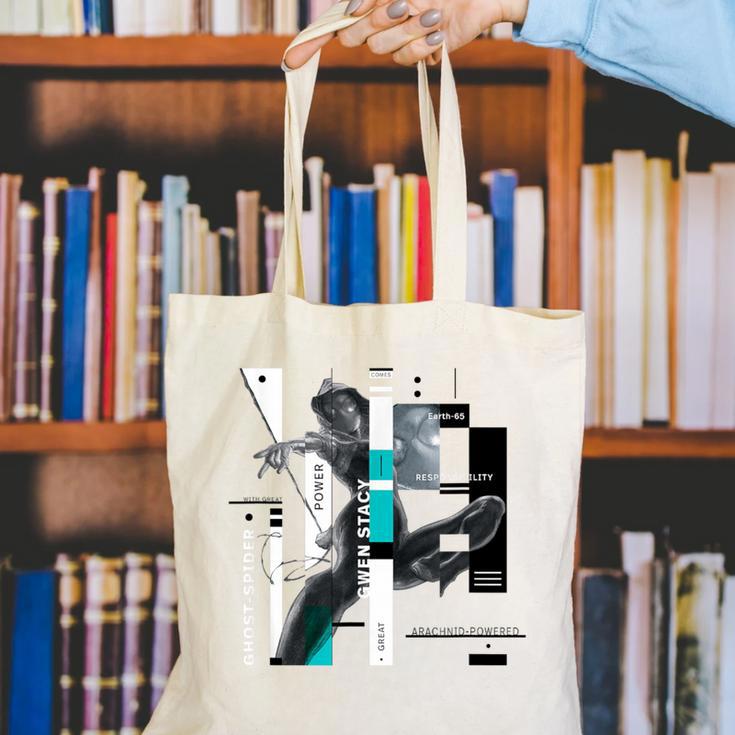 Marvel Spider-Man Gwen Stacy Responsibility Book Covers Canvas Tote Bag