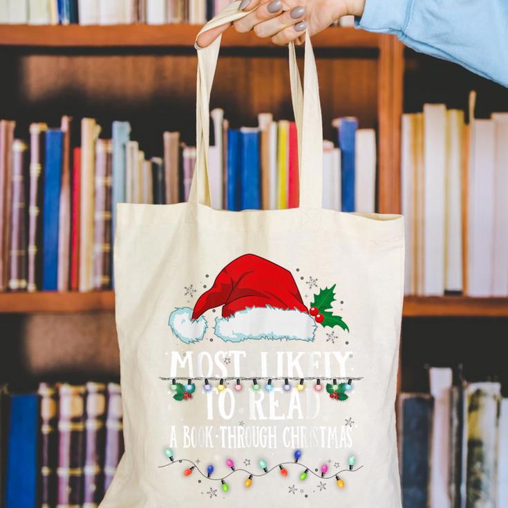 Matching Christmas PJS Most Likely To Read A Book Canvas Tote Bag