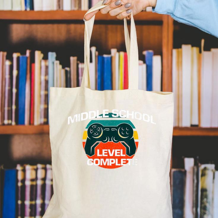 Middle School Graduation Gaming Vintage Level Complete Canvas Tote Bag