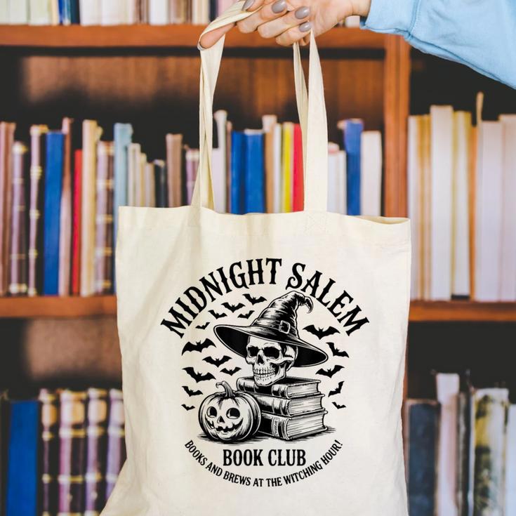 Midnight Salem Book Club Witchy Reads Canvas Tote Bag