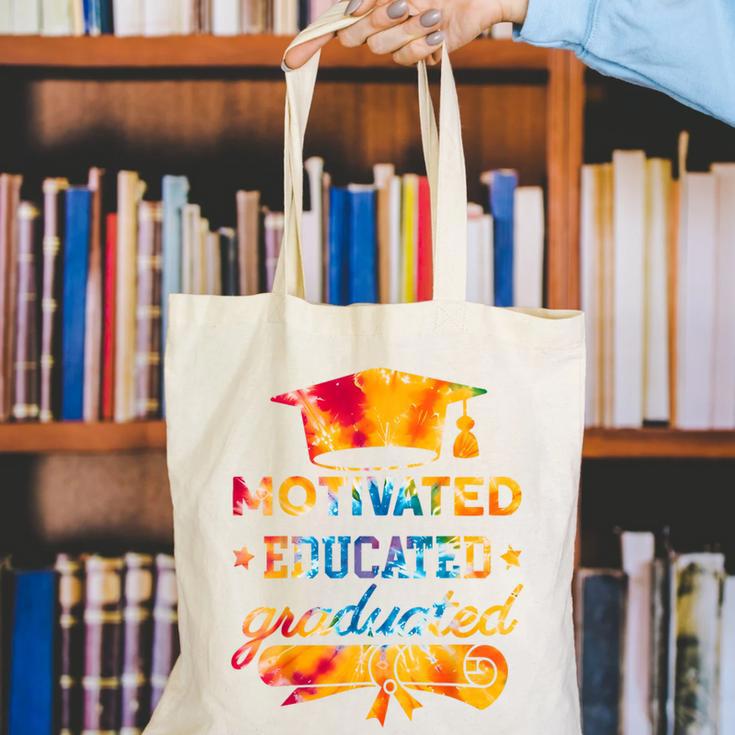 Motivated Educated Graduated Graduation Canvas Tote Bag