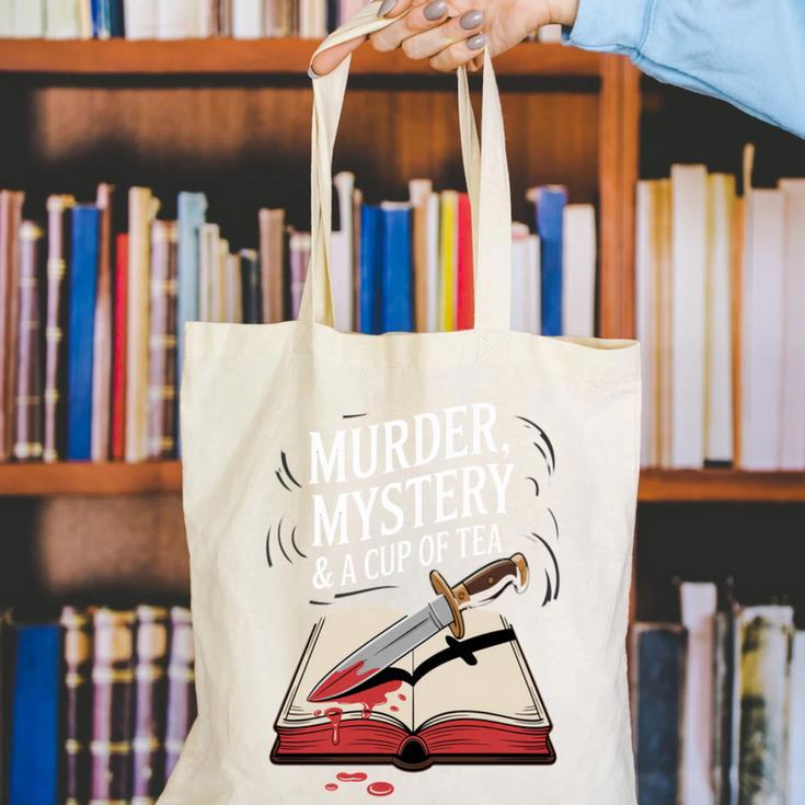 Murder Mystery And a Cup Of Tea Book Humor Canvas Tote Bag