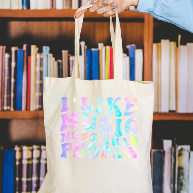I Like Music More Than People Introvert Musician Retro Canvas Tote Bag I Like Music More Than People Introvert Musician Retro Canvas Tote Bag