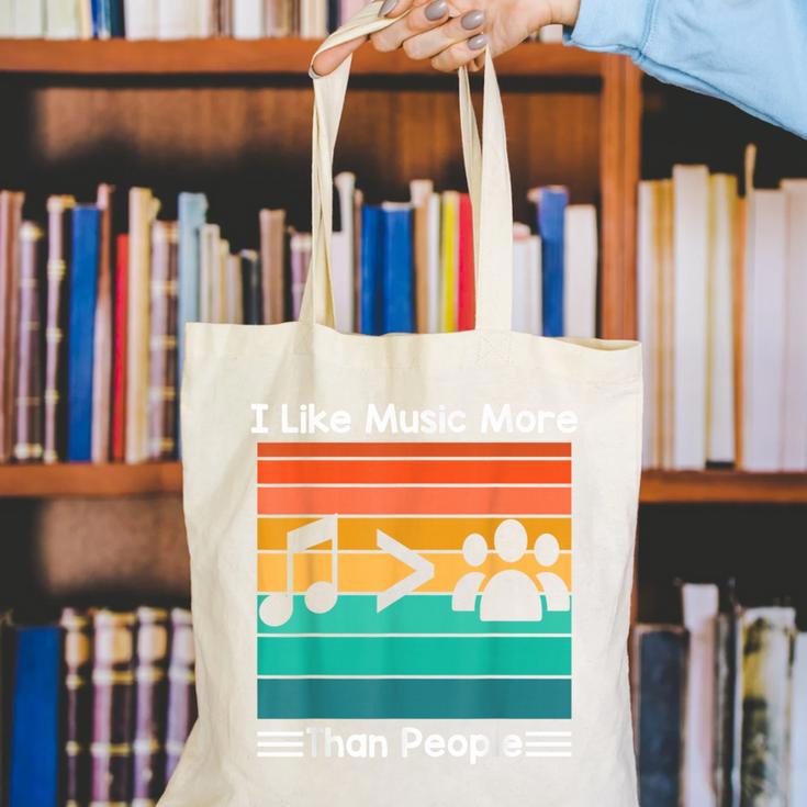 I Like Music More Than People Introvert Saying Quote Canvas Tote Bag