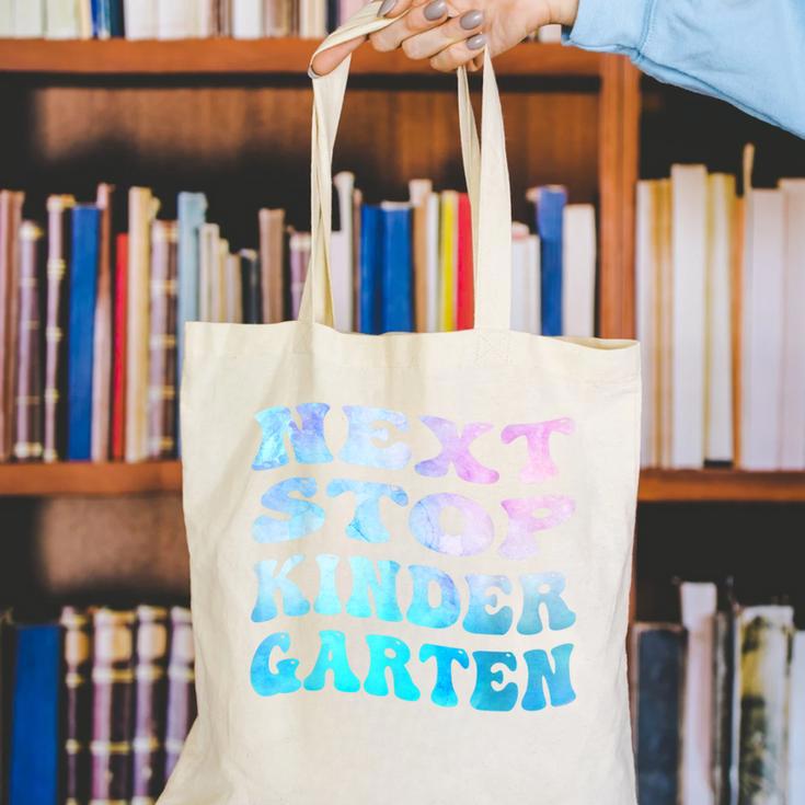 Next Stop Kindergarten Groovy Graduation Last Day Of School Canvas Tote Bag