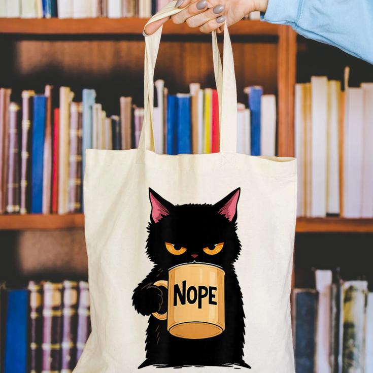 Nope Coffee Cat – Introvert Humor Monday Kitty Canvas Tote Bag Nope Coffee Cat – Introvert Humor Monday Kitty Canvas Tote Bag
