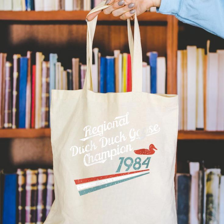 Nostalgia 80s Duck Goose Distressed Canvas Tote Bag
