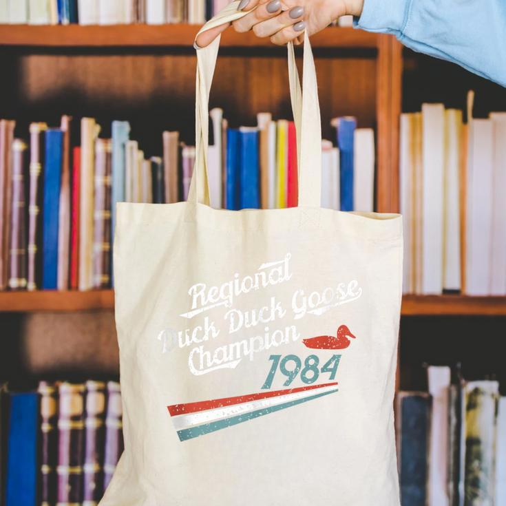 Nostalgia 80s Duck Goose Distressed Canvas Tote Bag