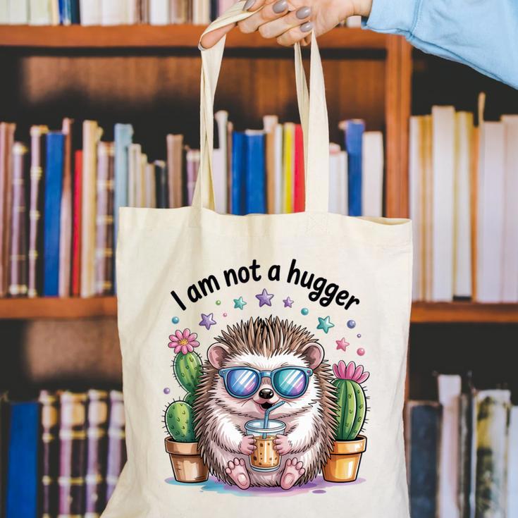 I Am Not a Hugger Introvert Hedgehog With Cactus Canvas Tote Bag I Am Not a Hugger Introvert Hedgehog With Cactus Canvas Tote Bag