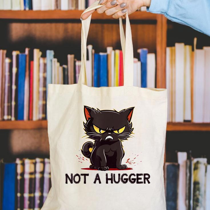 Not A Hugger Tee Angry Cat Sarcastic Cute Introvert Canvas Tote Bag Not A Hugger Tee Angry Cat Sarcastic Cute Introvert Canvas Tote Bag