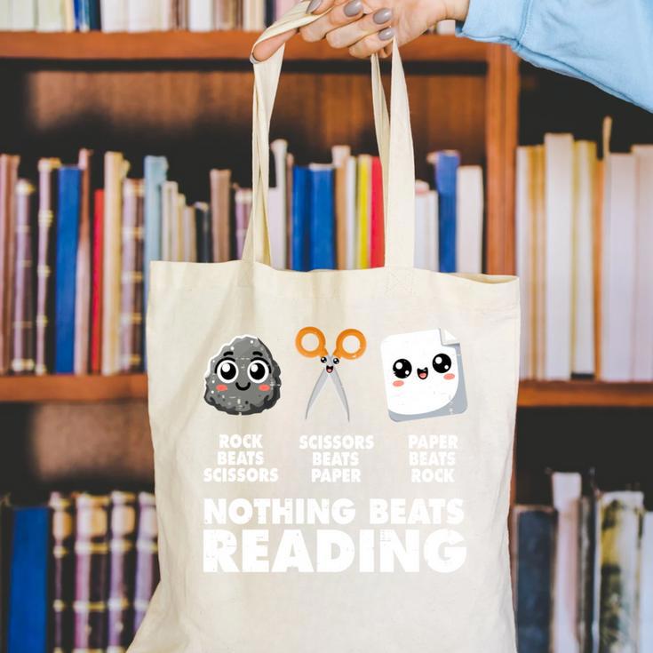 Nothing Beats Reading Bookworm Librarian Book Nerd Canvas Tote Bag