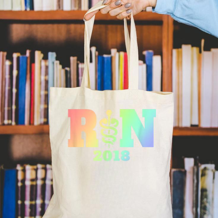 Nurse Graduation Shirt RN Est 2018 Rainbow Tshirt Canvas Tote Bag