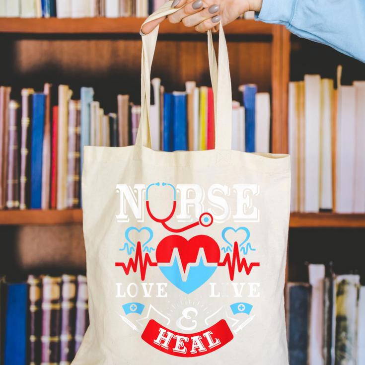 Nurse Live Love Heal Graduation Appreciation Valentines Day Canvas Tote Bag