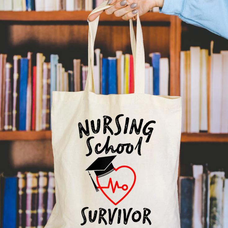Nursing School Survivor Women Graduation RN Gift Shirt Canvas Tote Bag
