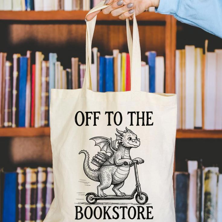 Off To The Bookstore Reading Bookworm Canvas Tote Bag