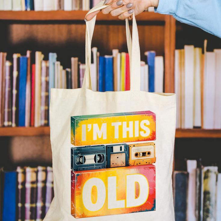 Im This Old Retro 80s 90s VHS Cassette Floppy Disk Nostalgia Canvas Tote Bag