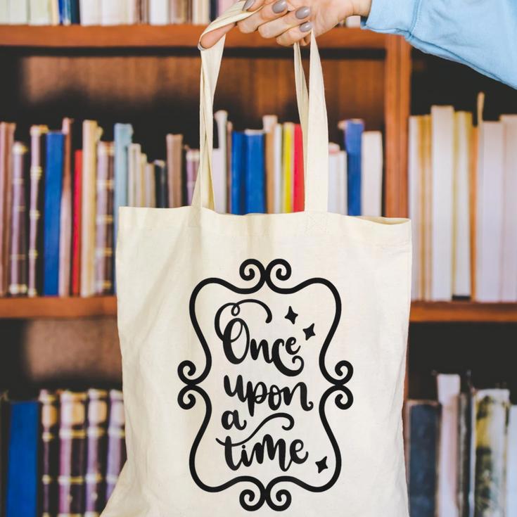 Once Upon A Time Fairytale Book Lover Reading Canvas Tote Bag
