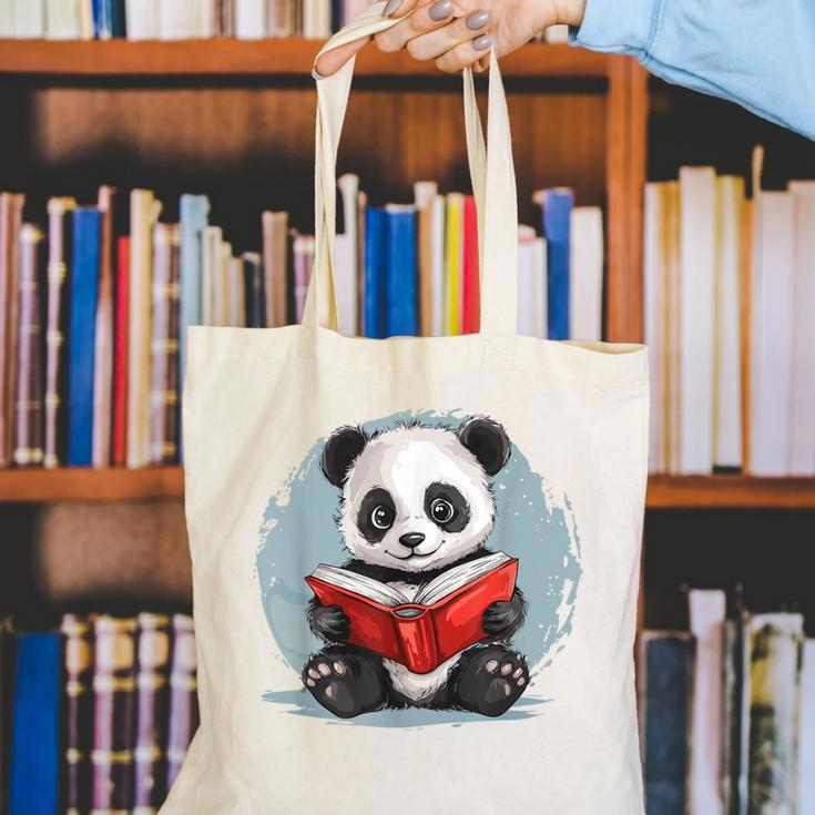 Panda With Book For Reading Enthusiasts Canvas Tote Bag