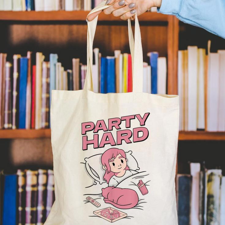 Party Hard Comfortable Stay At Home Introvert Canvas Tote Bag Party Hard Comfortable Stay At Home Introvert Canvas Tote Bag