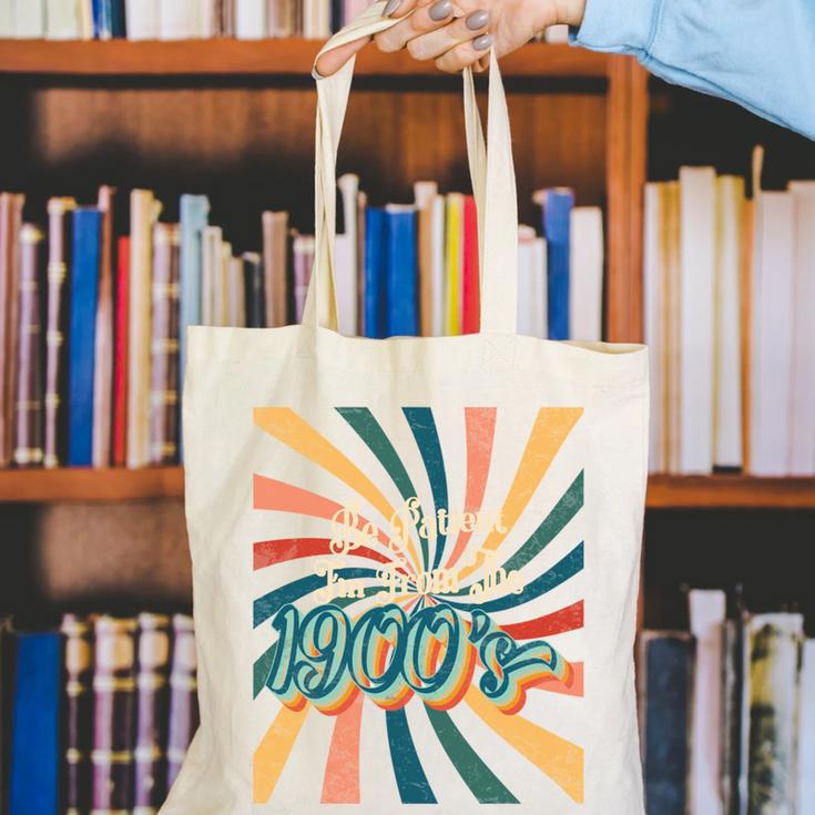 BE PATIENT I'M FROM THE 1900s RETRO SUNSET 90s 80s 70s Canvas Tote Bag BE PATIENT I'M FROM THE 1900s RETRO SUNSET 90s 80s 70s Canvas Tote Bag