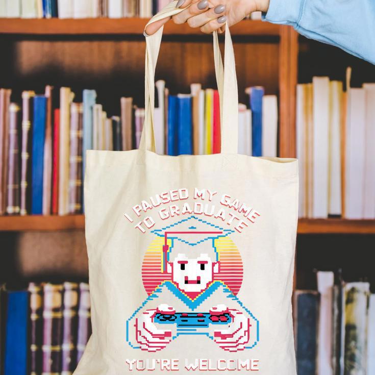 I Paused My Game To Graduate 2024 Gamer Graduation Canvas Tote Bag