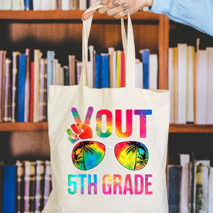 Peace Out 5th Grade Tie Dye Graduation Last Day Of School Canvas Tote Bag