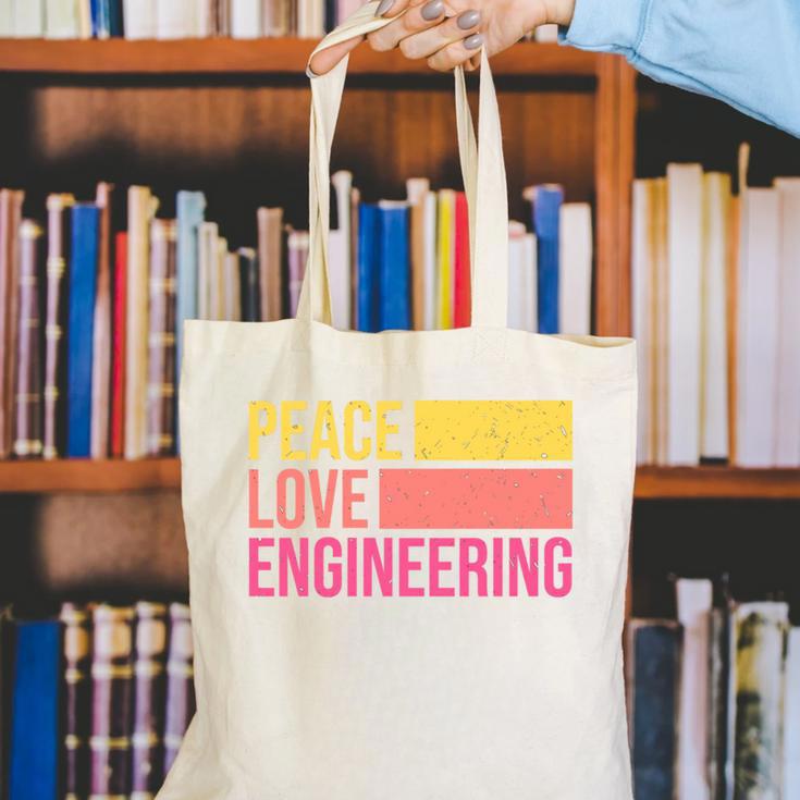 Peace Love Engineering Engineer School Graduation Retro Canvas Tote Bag