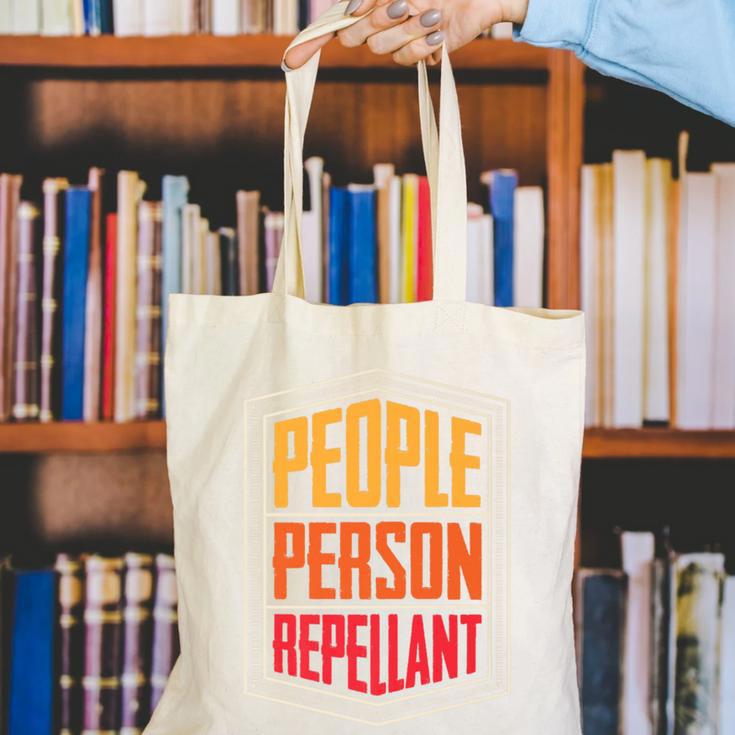 People Person Repellant Introvert Premium Canvas Tote Bag People Person Repellant Introvert Premium Canvas Tote Bag