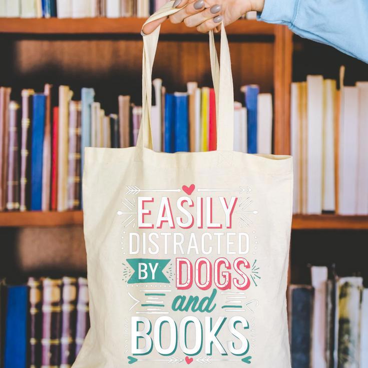 Pet Lover Easily Distracted By Dogs And Books Joke Men Canvas Tote Bag