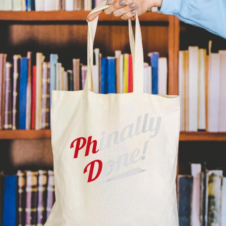 Phinally Done PhDShirt Graduation Canvas Tote Bag