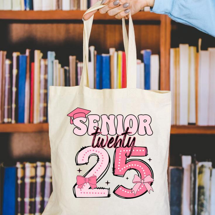 Pink Coquette Bow Senior 2025 Back To School Graduation Girl Canvas Tote Bag