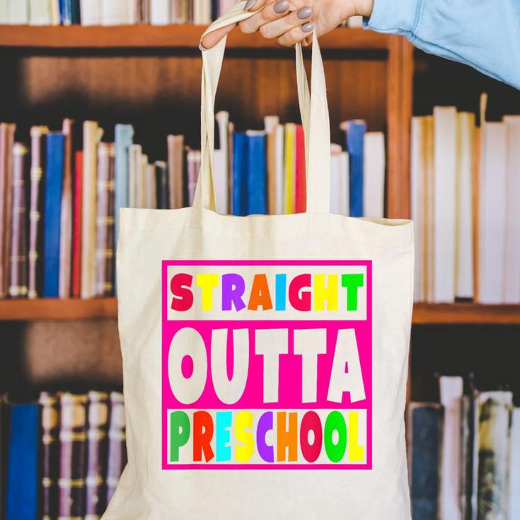 Pink STRAIGHT OUTTA Preschool PRE-K Graduation Canvas Tote Bag
