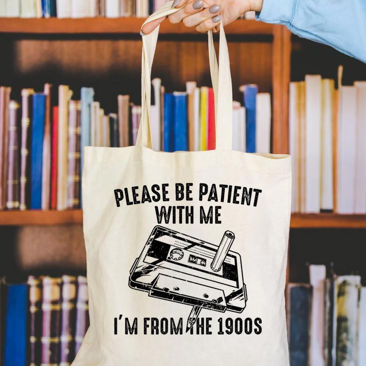 Please Be Patient With Me I'm From The 1900s Cassette Pencil Premium Canvas Tote Bag Please Be Patient With Me I'm From The 1900s Cassette Pencil Premium Canvas Tote Bag