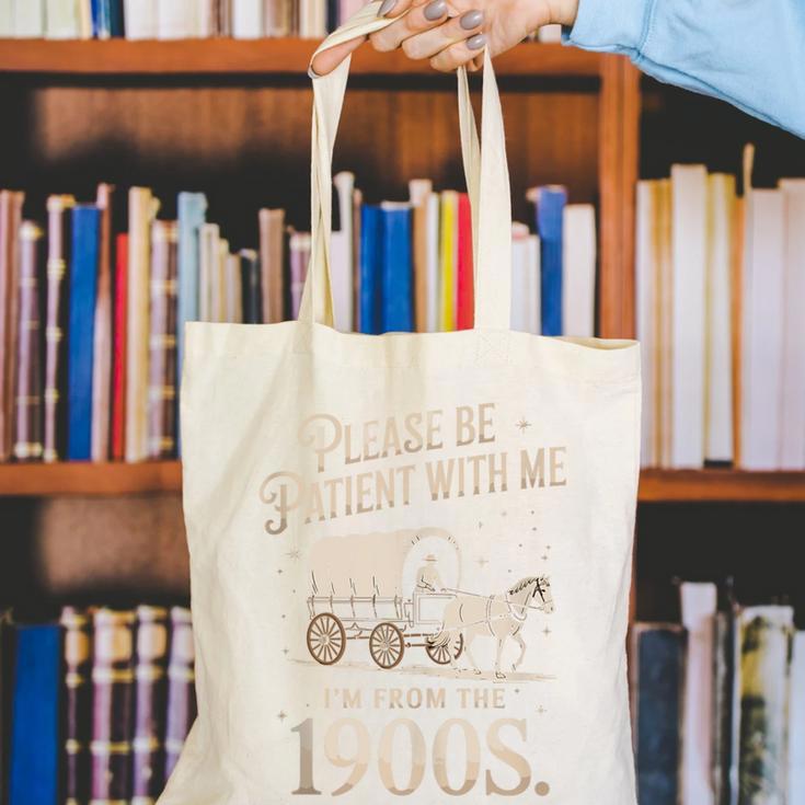 Please Be Patient With Me I'm From The 1900s Retro Western Canvas Tote Bag