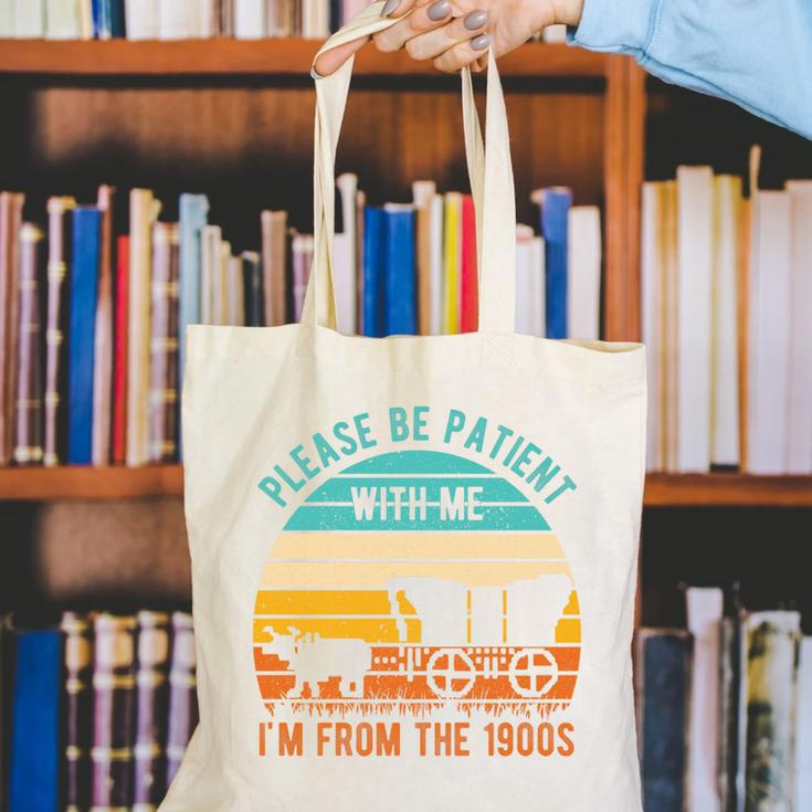 PLEASE BE PATIENT I'M FROM THE 1900s Vintage 1900s 90s Premium Tri-Blend Canvas Tote Bag