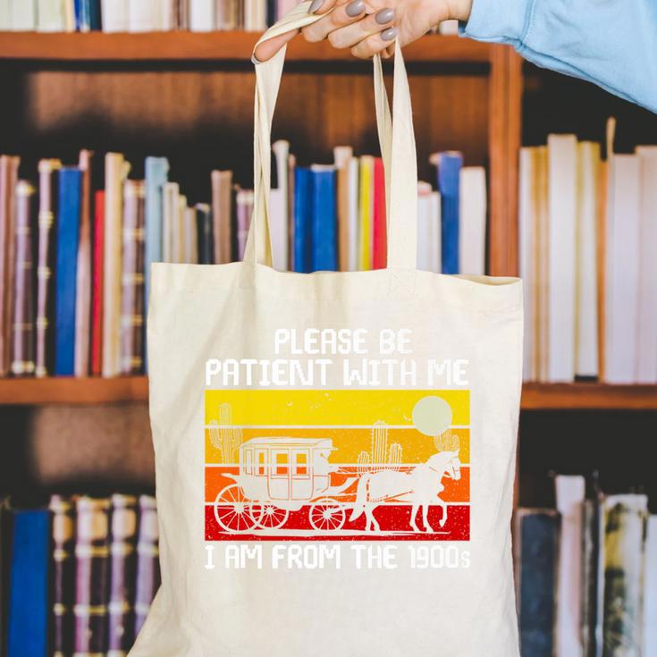 Please Be Patient With Me I'm From The 1900s Vintage Sun Set Premium Canvas Tote Bag Please Be Patient With Me I'm From The 1900s Vintage Sun Set Premium Canvas Tote Bag