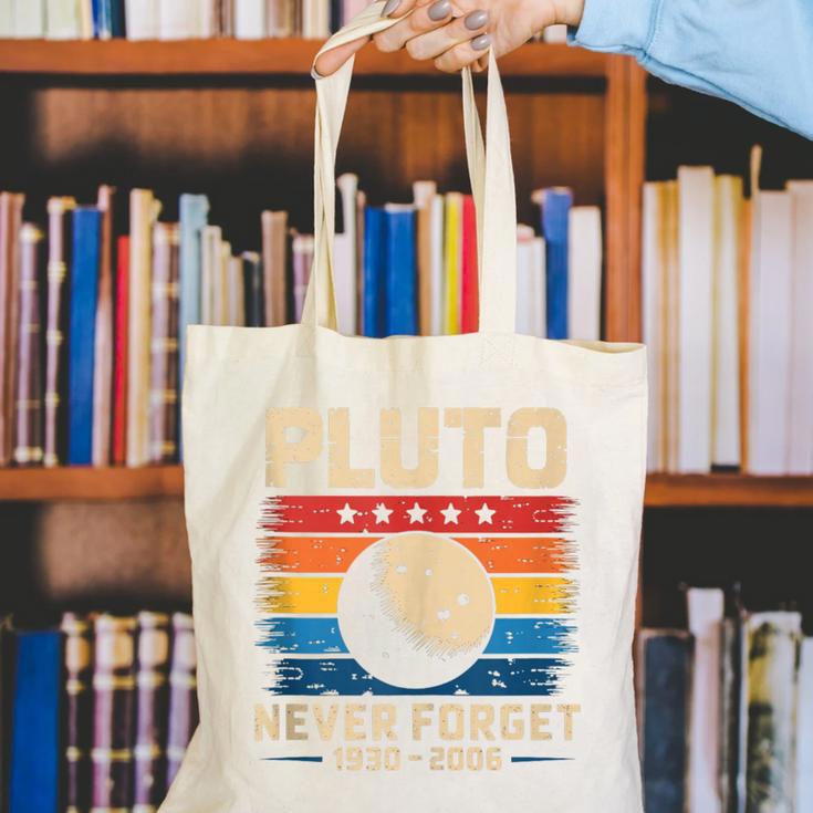 Pluto Never Forget Space Nostalgia Astronomy Humor Canvas Tote Bag