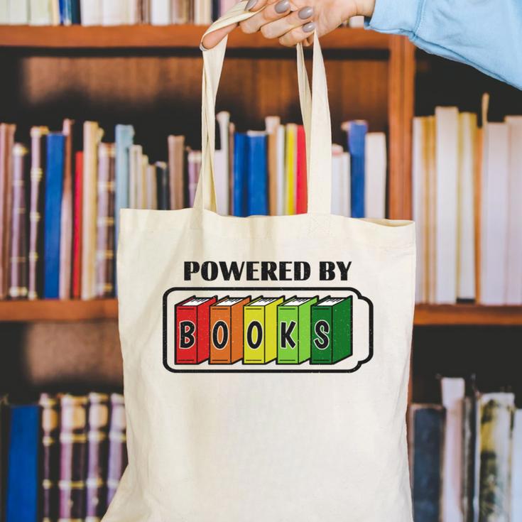 Powered By Books Bookworm Librarian Reading Canvas Tote Bag