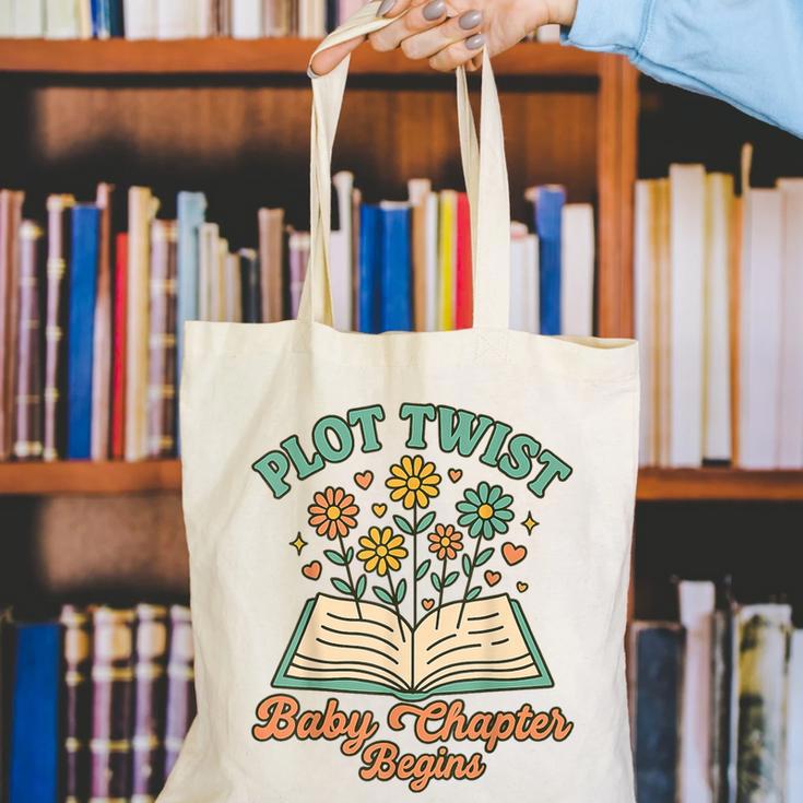Pregnancy Announcement Book Lover Reveal Pregnant Canvas Tote Bag