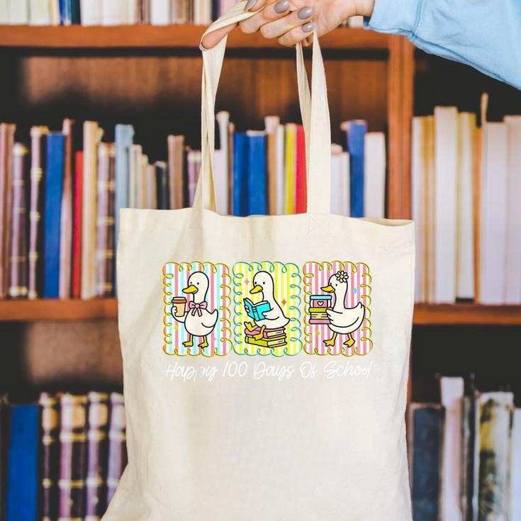 Preppy 100 Days Of School Goose Coffee Books Teacher Life Canvas Tote Bag Preppy 100 Days Of School Goose Coffee Books Teacher Life Canvas Tote Bag