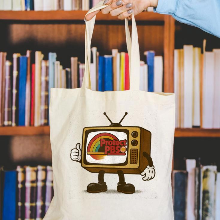 Protect PBS 80s Nostalgia Television Shirt Canvas Tote Bag