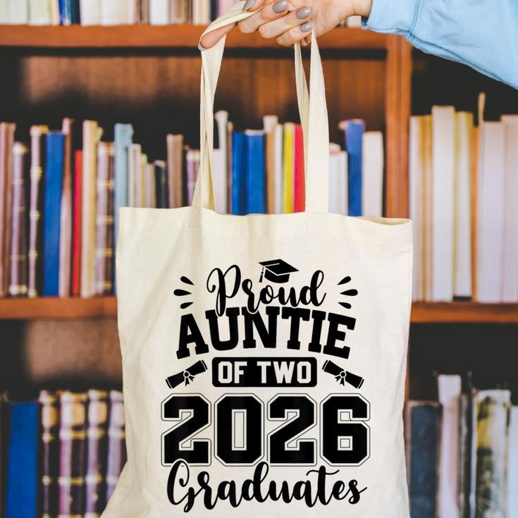 Proud Auntie Of Two 2026 Graduates Graduation Canvas Tote Bag