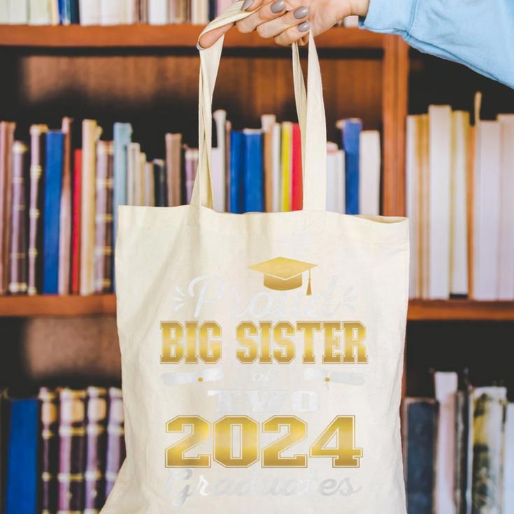 Proud Big Sister Of Two 2024 Graduate Class 2024 Graduation Premium Canvas Tote Bag