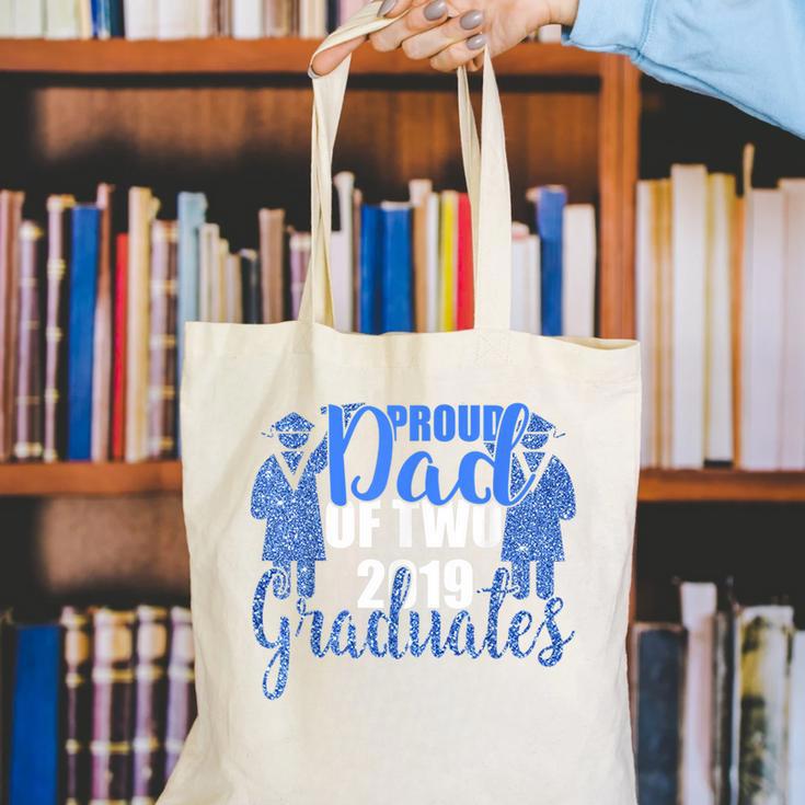 Proud Dad Of Two 2019 Graduates Twin Papa Graduation Canvas Tote Bag